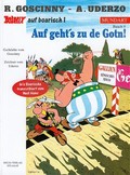 Image shows a sample cover of an Asterix album in Bavarian.